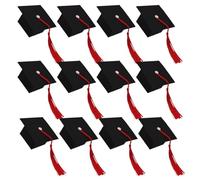 JOINPAYA 50 Unidades Caja de Dulces de Graduación Negra con Gorro y Borla Roja, Papel Resistente para Almacenar Pequeños Objetos en Celebraciones de Graduación