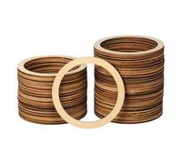 JOINPAYA 50 Unidades Discos de Madera Redondos con Hueco para Manualidades Adornos para Scrapbooking y Decoración DIY Accesorios Naturales para Proyectos Creativos Casa