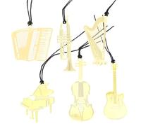 JOINPAYA 6 Marcapáginas Metálicos Forma de Instrumentos Musicales Juego Infantil de 6 Piezas Violín Guitarra Arpa Acordeón Trompeta Piano para Lectura y Obsequio Escolar