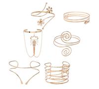 JOINPAYA 6 Pulseras de Brazo de Metal Dorado Diseño Geométrico de Escorpión, Brazaletes Abiertos Cómodos y Elegantes para Mujer, Estilo Punk y Moderno
