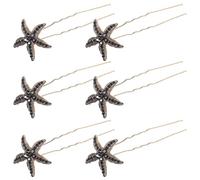 JOINPAYA Accesorio Cabello 6 Horquillas en Forma de Negras Gemas de Imitación de Aleación Elegante para Novia y Damas Especiales