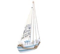 JOINPAYA Adorno de Barco de Madera con Led, Modelo de Vela Mediterráneo Pequeño para Decoración de Mesa y Hogar, Decoración Marinera para Oficina y Dormitorio