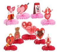 JOINPAYA Adorno de Papel Forma de Panal Rojo para San Valentín Centro de Mesa Decorativo para Fiesta y Escritorio Accesorio Fotográfico Festivo para Decoración de Hogar y Evento