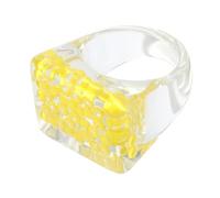 JOINPAYA Anillo Ancho de Resina Cuentas Incrustadas, Diseño Creativo y Moderno, Anillo Acrílico de Plástico para Decoración Diaria y Obsequio para Mujer