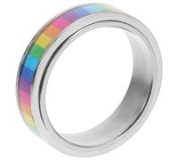 JOINPAYA Anillo Arcoíris del Orgullo Lgtbi para Hombres y Mujeres, Aleación Plateada, Diseño Delicado y Resistente al Óxido, Adecuado para Fiestas y Eventos
