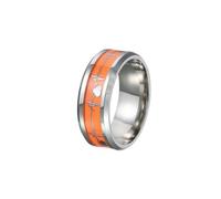 JOINPAYA Anillo de Dedo Unisex de Acero Inoxidable Diseño de Electrocardiografía Luminosa, Talla 7, Anillo Elegante para Parejas, Uso en Bodas y Reuniones Sociales, Color Naranja
