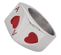 JOINPAYA Anillo de Metal Resistente para Hombre Estilo Retro de Carta de Póquer Rojo Talla 8 Joyería de Moda y Decoración de Dedos Anillo Punk Duradero para Fiestas y Uso Diario