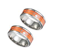 JOINPAYA Anillo Unisex de Acero Inoxidable Diseño Electrocardiograma Luminoso Color Naranja Talla 7 Anillo Que Cambia Según el Estado de Ánimo Adecuado para Parejas y Uso Diario