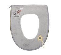 JOINPAYA Asiento de Inodoro de Cachemira Gris, Cojín Cálido con Asa y Botón Adhesivo, Almohadilla Acolchada para Asiento de Inodoro para Baño, Protección Térmica y Reutilizable, Adecuado