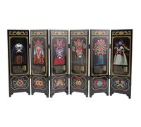 JOINPAYA Biombo Plegable Pequeño de Madera Seis Paneles de Arte Tradicional Chino, Adorno Decorativo para Escritorio y Hogar, Divisor de Ambientes Estilo Oriental