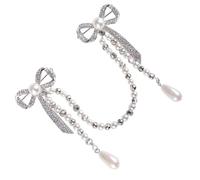 JOINPAYA Broche Creativo para Mujer Cadena y Borla Diseño Perlas y Lazo Accesorio Decorativo para Fiestas y Disfraces Complemento Elegante para Suéteres y Chaquetas