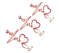 JOINPAYA Broche Médico Creativo de Diseño de Electrocardiograma en Aleación de Zinc Esmalte y Pedrería, Resistente al Óxido para Ropa Sanitaria en Hospital, Pack de 3 Piezas