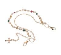 JOINPAYA Cadena para Pantalones Multicapa con Perlas Sintéticas y Dijes de Cruz Cinturón Hip Hop Decorativo con Brillantes de Colores para Mujer y Hombre en Fiestas y Uso Diario