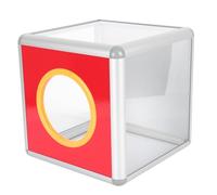 JOINPAYA Caja de Lotería Transparente de Acrílico Borde de Aluminio Tamaño Mediano 25 CM Cierre de Seguridad para Sorteos Donaciones y Votaciones Oficinas Escuelas y Tiendas