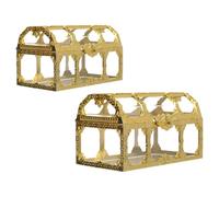 JOINPAYA Caja de Obsequio Forma de Cofre del Tesoro Dorado, Portátil de Plástico, Set de 2 Piezas para Festival y Fiesta Creativa
