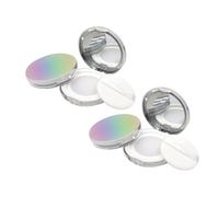JOINPAYA Caja para Polvo Suelto Portátil de 2 Piezas Tapa Abatible y Red Elástica, Estuche Compacto de Abs Espejo y Esponja para Maquillaje DIY