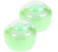 JOINPAYA Caja Verde para Polvos Talco con Puff Recargable de Felpa y Fibras Acrílicas, 2 Piezas para Polvo Corporal Infantil y Prevención de Derrames