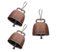 JOINPAYA Campana de Pastoreo de Hierro Vintage para Ganado 3 Unidades Colgante Rojo Cobre, Campana Ruidosa para Ovejas y Cabras, Accesorio Agrícola Ligero para Granja y Manejo