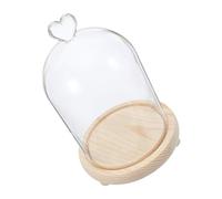JOINPAYA Campana de Vidrio con Forma de Corazón 12x16 Cm con Base y Luz Cálida Led, Cúpula Transparente para Decoración del Hogar, Centro de Mesa y Protección contra Polvo, Vitrina