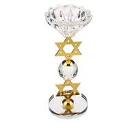 JOINPAYA Candelabro de Cristal Dorado Forma de Figura de Seis Puntas para Celebraciones Familiares y Ambiente Festivo Función Duradera y Refracción de Luz