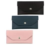 JOINPAYA Cartera Tipo PU para Mujer y Hombre Monedero Pequeño para Cambio Organizador de Dinero Resistente Set de 3 Piezas Azul Oscuro Negro Rosa Adecuado para Viajes y Uso Diario