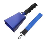 JOINPAYA Cencerro de Mano Azul con Forma de Balón de Fútbol, Instrumento Metálico con Mango Ergonómico para Animar Eventos Deportivos y Celebraciones