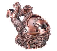 JOINPAYA Cenicero para Fumar en Interiores y Exteriores con Tapa a Prueba de Viento, Escultura de Caballo de Latón Vintage de 2026, Figura Decorativa de Metal para Escritorio y Feng Shui,