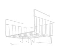 JOINPAYA Cesta de Almacenamiento Colgante Blanca de Acero al Carbono para Gabinete, Organizador Debajo del Estante sin Perforación, Soporte Multiusos para Cocina y Oficina, Cesta Apilable