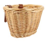 JOINPAYA Cesta de Mimbre Natural para Bicicleta Cesta Delantera Ovalada Resistente para Fácil Instalación sin Herramientas Gran Capacidad para Objetos Pequeños Decoración y Color Aleatorio