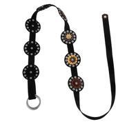 JOINPAYA Cinturón Ancho Vintage para Mujer Disco Redondo Hueco Ajuste Ajustable para Cintura Estilo Vaquero Bohemio Color Negro Adecuado para Jeans y Vestidos Accesorio Retro de Moda