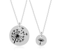 JOINPAYA Collar Colgante de Diente de León para Mujer en Acero de Titanio, Pack de 2 Piezas Diseño Artístico y Grabado Fino, Obsequio Adecuado para Cumpleaños y Eventos Obsequios