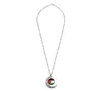 JOINPAYA Collar con Colgante de Luna Calado y Bandera Palestina Aleación Plateada Cadena para Cuello Unisex Joyería Simbólica para Uso Diario y Obsequio Especial