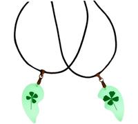 JOINPAYA Collar de Flores Preservadas y Trébol Luminiscente para Mujer, Diseño Natural Colgante de Flores Secas, Pareja, Decoración para Colgar Cuello, Tamaño Estándar