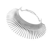 JOINPAYA Collar Gargantilla Exagerado para Mujer Gargantilla de Espinas Grandes de Metal Plateado Collar Grueso Corto Estilo Africano Cadena de Clavícula Decorativa Joyería de Moda