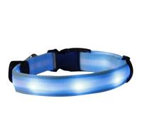 JOINPAYA Collar LED para Perros Ajustable 33-55 Cm Azul Luz Intermitente Nocturna de Nailon Resistente para Seguridad y Visibilidad en Paseos Nocturnos