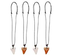 JOINPAYA Collar para Hombre Colgante de Diente de Tiburón Falso 4 Piezas Ajustable Estilo Surfista Diseño Tropical y Temática Oceánica para Playa y Viaje