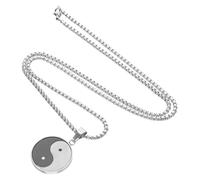 JOINPAYA Collar para Hombre de Acero Inoxidable Colgante Tai Chi Yin Yang Disco Redondo y Negro Cadena de Eslabones Resistente Amuleto Feng Shui para Uso Diario y Actividades al