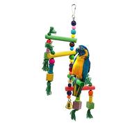 JOINPAYA Columpio para Pájaros con Escalera de Madera Juguete de Trepa para Divertido Columpio para Aves Pequeñas de Simulación para Periquitos y Cockatiels Color Aleatorio Color Aleatorio