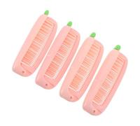 JOINPAYA Combo de 4 Peines Plegables para Niños en Forma de Zanahoria, de Plástico Rosa, Portátil Dientes Finos Adecuado para Fiestas y Escuela
