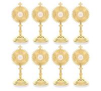 JOINPAYA Crucifijo de Metal Dorado de 8 Piezas con Base, Decoración Religiosa Católica de Jesús 6.2x2.9 Cm, Cruz de Altar de Mesa para Capilla, Accesorios de Oración y Decoración