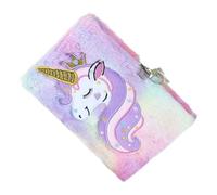 JOINPAYA Cuaderno con Cubierta de Peluche de Unicornio Niñas Diario con Cerradura Bloc de Notas Suave y Divertido para Escuela Oficina y Regalo Infantil