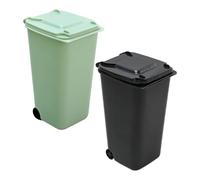 JOINPAYA Cubo de Basura Multifuncional de Escritorio 650Ml Set 2 Piezas Negro y Verde Papelera Decorativa Tapa para Oficina Cocina y Baño Organizador Compacto para Basura y Objetos