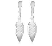 JOINPAYA Cuchara para Absenta de Acero Inoxidable 304, Ranurada para Disolver Azúcar, Filtro Práctico para Bar, Set 2 Piezas Color Plata, Utensilio Multiusos para Coctelería y Hogar