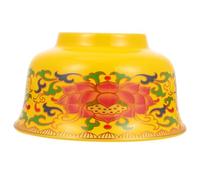 JOINPAYA Cuenco Decorativo Grande de Cerámica para Ofrendas Budistas, Tazón Liso para Agua y Arroz, Color Amarillo Tradicional, Adecuado para Altar y Decoración del Hogar