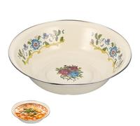 JOINPAYA Cuenco Esmaltado Retro 30 Cm Color Crema, Cuenco Multifuncional para Sopa y Mezcla, Recipiente de Almacenamiento de Esmalte para Cocina, Lavabo Vintage para Frutas y Masa