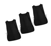 JOINPAYA Delantal de Peluquería sin Mangas Chaleco Ajustable Tipo Peto 3 Piezas Negras con Bolsillos Grandes Adecuado para Cocina Salón y Trabajo Profesional