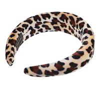 JOINPAYA Diadema Ancha de Fiesta Estampado de Leopardo en Tejido de Esponja Suave Café, Banda Cabello para Mujeres y Niñas, Accesorio Retro para Cabello Rizado y Liso