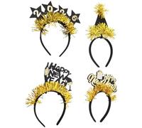 JOINPAYA Diadema de Año 4 Piezas Tocados de Estrella Negros y Dorados Accesorios Cabello para Fiestas de Fin de Año Diseño Ligero y Cómodo para Mujer y Niña