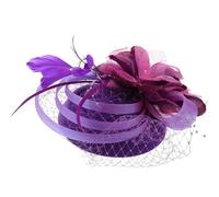 JOINPAYA Diadema Fascinador de Fiesta de Té para Mujer, Tocado de Novia Vintage en Malla Flores, Sombrero Pequeño Morado, Accesorio para Boda y Eventos Obsequios, Piezas Elegantes