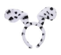 JOINPAYA Diadema Orejas de Perro Dálmata de Felpa Realista Diadema Estampado Animal Blanco y Negro Accesorio para Disfraz Adulto Cosplay Halloween y Fiestas Temáticas